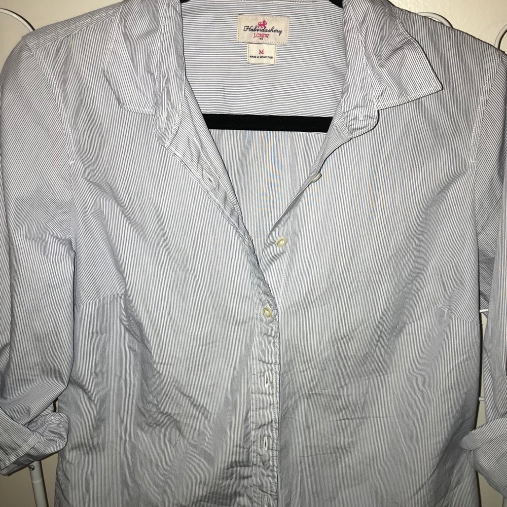 J-Crew white & blue striped dress shirt